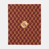 中世金ゴールドのライオンの赤の（紋章の）フラ・ダ・リ フリースブランケット (正面)