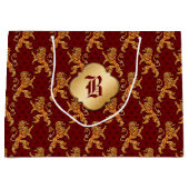 中世金ゴールドのライオンの赤の(紋章の)フラ・ダ・リ ラージペーパーバッグ (正面)