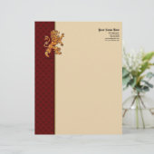 中世金ゴールドのライオンの赤の（紋章の）フラ・ダ・リ レターヘッド (スタンド正面)