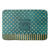 中世金ゴールドアーマーティール(緑がかった色)エレガントラグジュアリーモノグラム バスマット (正面)