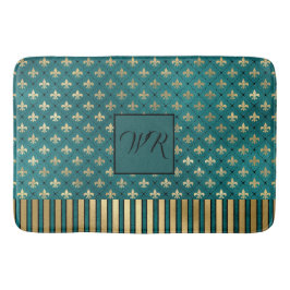中世金ゴールドアーマーティール（緑がかった色）エレガントラグジュアリーモノグラム バスマット