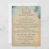 中世金ゴールドグリーンマーブルパーチメント結婚ズ 招待状 (正面)