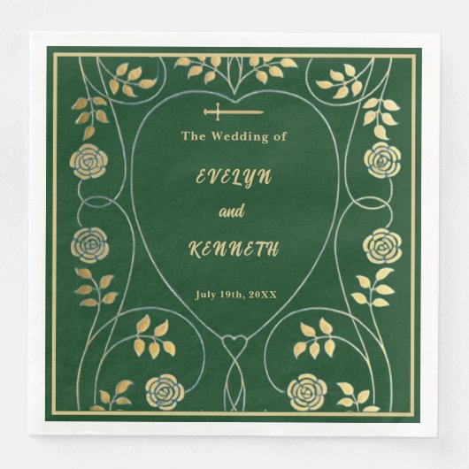 中世金ゴールドフローラハートと結婚剣 (正面)