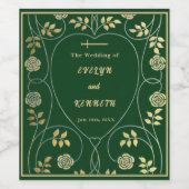 中世金ゴールドフローラハートと結婚剣 ワインラベル (シングルラベル)