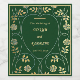 中世金ゴールドフローラハートと結婚剣 ワインラベル