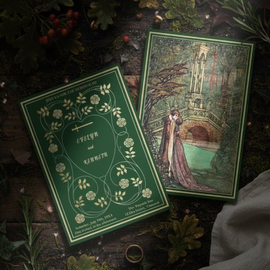 中世金ゴールドフローラハートと結婚剣 招待状