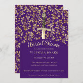 中世金ゴールドブライダルシャワー招待 招待状 (正面/裏面)