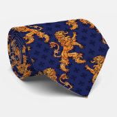 中世金ゴールドライオンブルー（紋章の）フラ・ダ・リ ネクタイ (ロール)