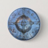 中世金属の盾の武器の歴史的な兵士戦争 缶バッジ (正面)