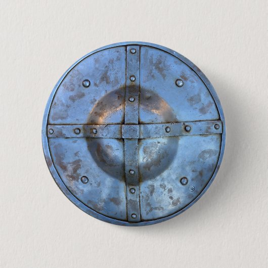 中世金属の盾の武器の歴史的な兵士戦争 缶バッジ (正面)