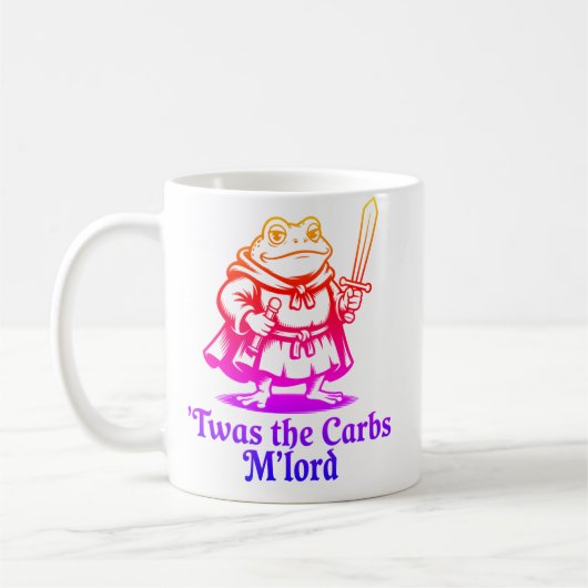 中世風カエル・ミームTwas The Carbs M’Lord コーヒーマグカップ (左)