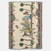 中世風変わりの作り音楽、うさぎ、犬 スローブランケット (正面縦)