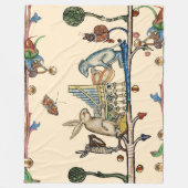 中世風変わりの作り音楽、うさぎ、犬 フリースブランケット (正面)