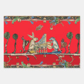 中世風変わりの作り音楽、うさぎ、犬 ラッピングペーパーシート (正面2)