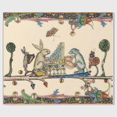 中世風変わりの作り音楽、うさぎ、犬 ラッピングペーパー (フラット)