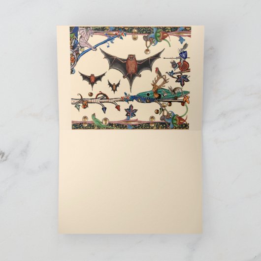 中世風変わりの動物，飛んでいるこうもり森林動物 シーズンカード (内部)