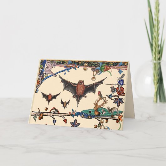 中世風変わりの動物，飛んでいるこうもり森林動物 シーズンカード (正面)