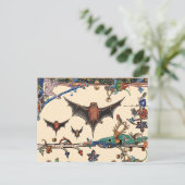 中世風変わりの動物,飛んでいるこうもり森林動物 ポストカード (スタンド正面)