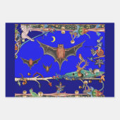 中世風変わりの動物，飛んでいるこうもり森林動物 ラッピングペーパーシート (正面3)