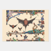 中世風変わりの動物，飛んでいるこうもり森林動物 ラッピングペーパーシート (正面2)