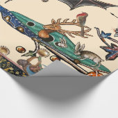 中世風変わりの動物，飛んでいるこうもり森林動物 ラッピングペーパー (角)