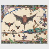 中世風変わりの動物，飛んでいるこうもり森林動物 ラッピングペーパー (フラット)