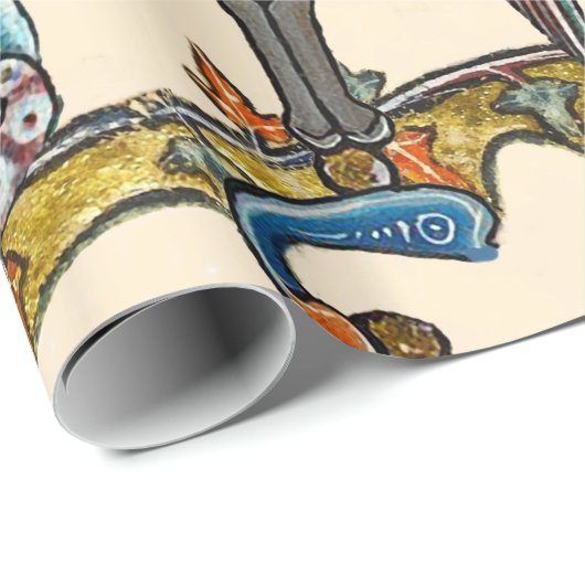 中世風変わりの推定の戦い、騎士、巨大なカタツムリ ラッピングペーパー (ロールコーナー)