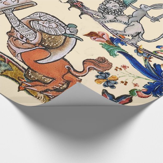 中世風変わりの推定の戦争カタツムリ，キラーウサギ ラッピングペーパー (角)