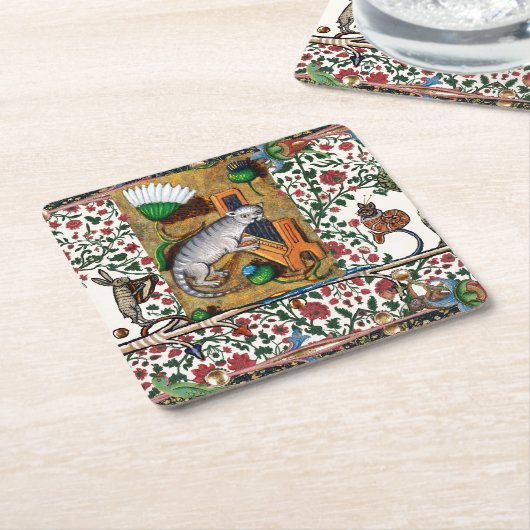中世風変わりの流行音楽、猫の遊器官 スクエアペーパーコースター (アングル)