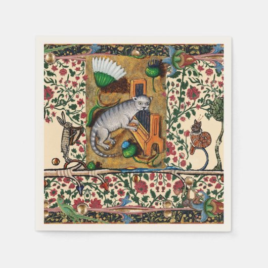 中世風変わりの流行音楽、猫の遊器官 スタンダードカクテルナプキン (正面)