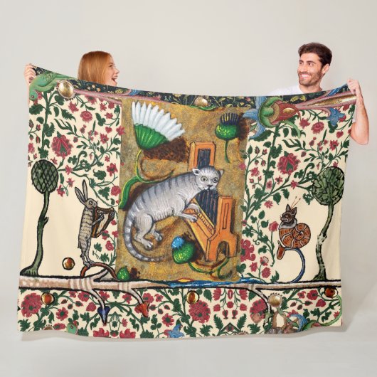 中世風変わりの流行音楽、猫の遊器官 フリースブランケット (インサイチュ)