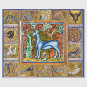 中世風変わりの獣医、ユニコーン幻想的な動物 ラッピングペーパー (フラット)