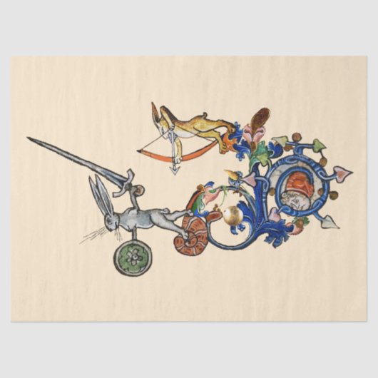 中世風変わりの獣医、剣を持つキラーウサギ 薄葉紙 (正面)