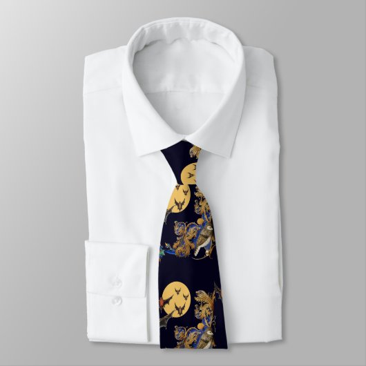中世風変わりの獣医、鳥、ナイトブルーのこうもり ネクタイ (タイ)