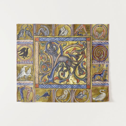 中世風変わりの獣性のアンテロプの森林動物 タペストリー (正面(横))