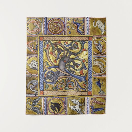 中世風変わりの獣性のアンテロプの森林動物 タペストリー (正面)