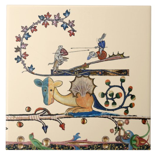 中世風変わりの獣犬、キラーラビット、ドラゴン タイル (正面)