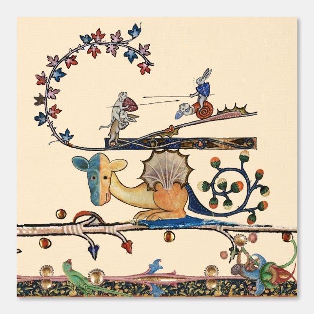 中世風変わりの獣犬、キラーラビット、ドラゴン 壁紙 (正面)