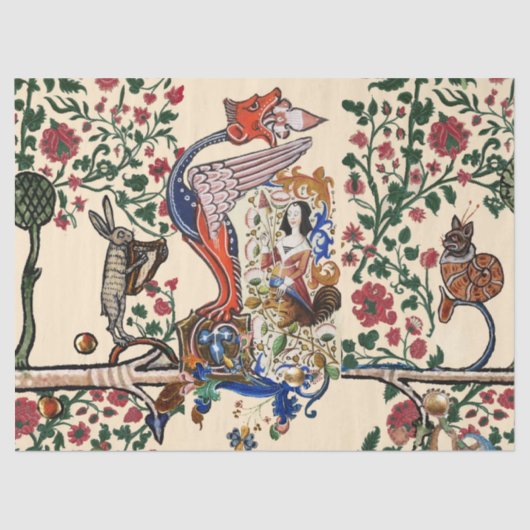 中世風変わりの獣竜と紡ぎハーピー 薄葉紙 (正面)