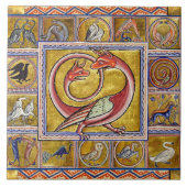 中世風変わりの獣舎、蛇の竜、森林動物 タイル (正面)