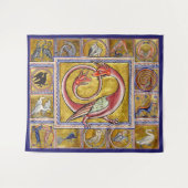 中世風変わりの獣舎、蛇の竜、森林動物 タペストリー (正面(横))