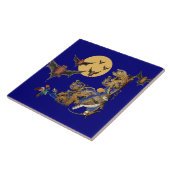 中世風変わりの獣類、青い鳥、夜のこうもり タイル (側面)