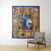 中世風変わりの獣馬、馬、森林動物 タペストリー (インサイチュ)