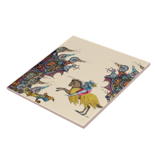 中世風変わりの獣騎士が巨大なカタツムリと戦う タイル (側面)