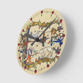 中世風変わりの獣、ユニコーンと闘うサル ラウンド壁時計 (傾斜)