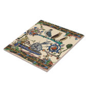 中世風変わりの風刺を生み出すフクロウ、ウサギ タイル (側面)