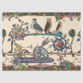 中世風変わりの風刺を生み出すフクロウ、ウサギ 薄葉紙 (正面)