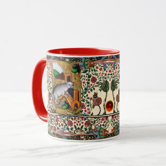 中世風変わりの風刺、音楽、猫の遊器官 マグカップ (正面左)