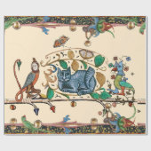 中世風変わり狩猟猫・鳥獣・《鳥》ハヤブサ ラッピングペーパー (フラット)