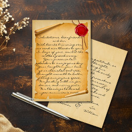 中世風時代の羊皮紙ワックスシール結婚式のお礼 サンキューカード